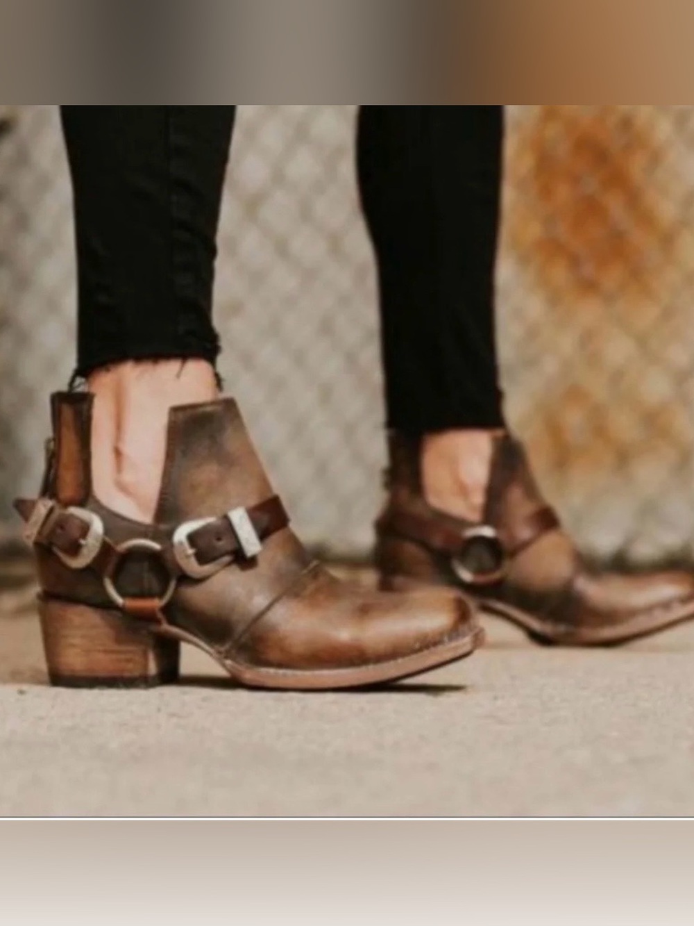 Freebird by Steven | Women's Brown Leather Truce Back Zip Harness Ankle Boots 8 - Picture 1 of 16
